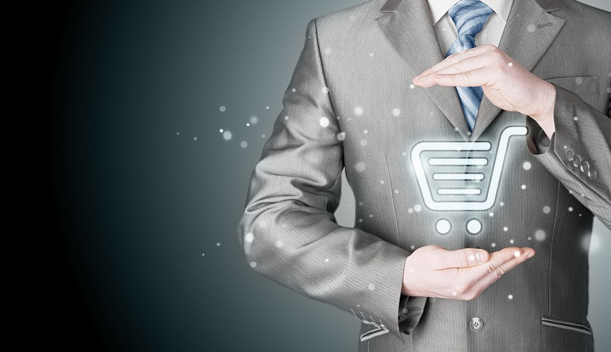 Consumer protection concept. Safety and insurance of trade and goods. Online marketing.